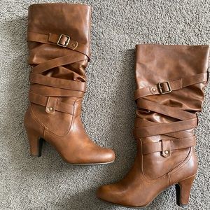 Brown Scrunch Madden Girl Mid-Calf Length Boots